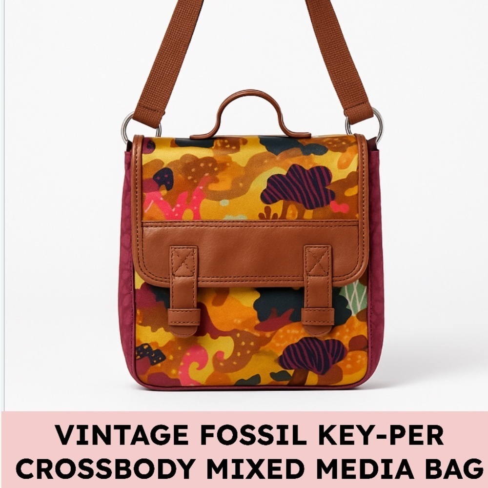 Fossil Key-Per Multicolor Coated Canvas Crossbody Festival Y2K Retro Lightweight - Picture 15 of 15